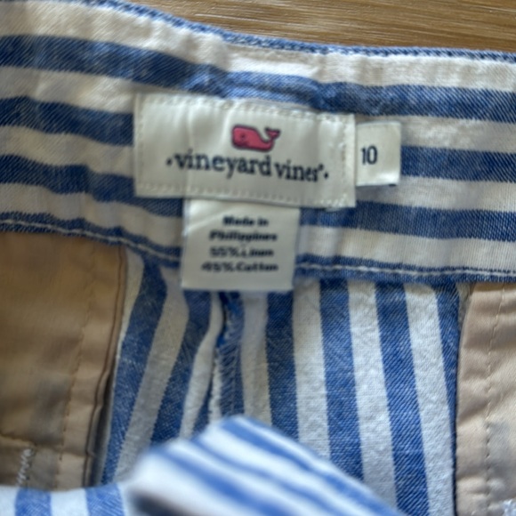 VINEYARD VINES CATAMARAN BLUE AND WHITE STRIPED LINEN PANTS - Picture 8 of 9